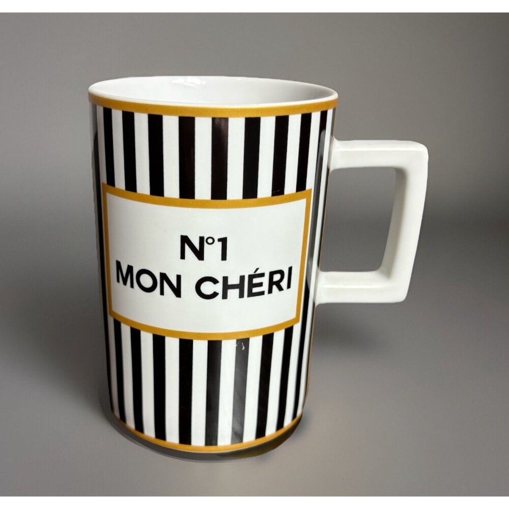 Konitz Germany No. 1 MON CHERI Black White Striped Coffee or Tea Mug